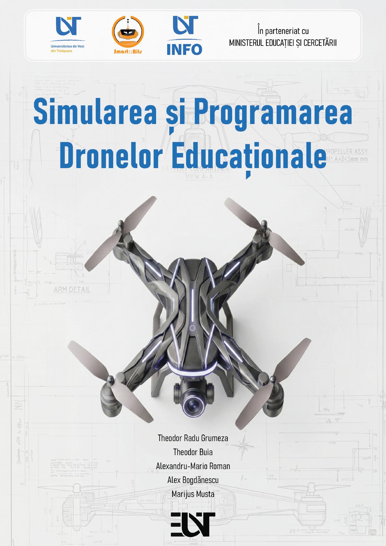 Coperta manualului Simularea și Programarea Dronelor Educaționale
